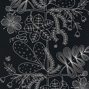 Blommen Ebony 5007494 by Schumacher Designer Wallpaper