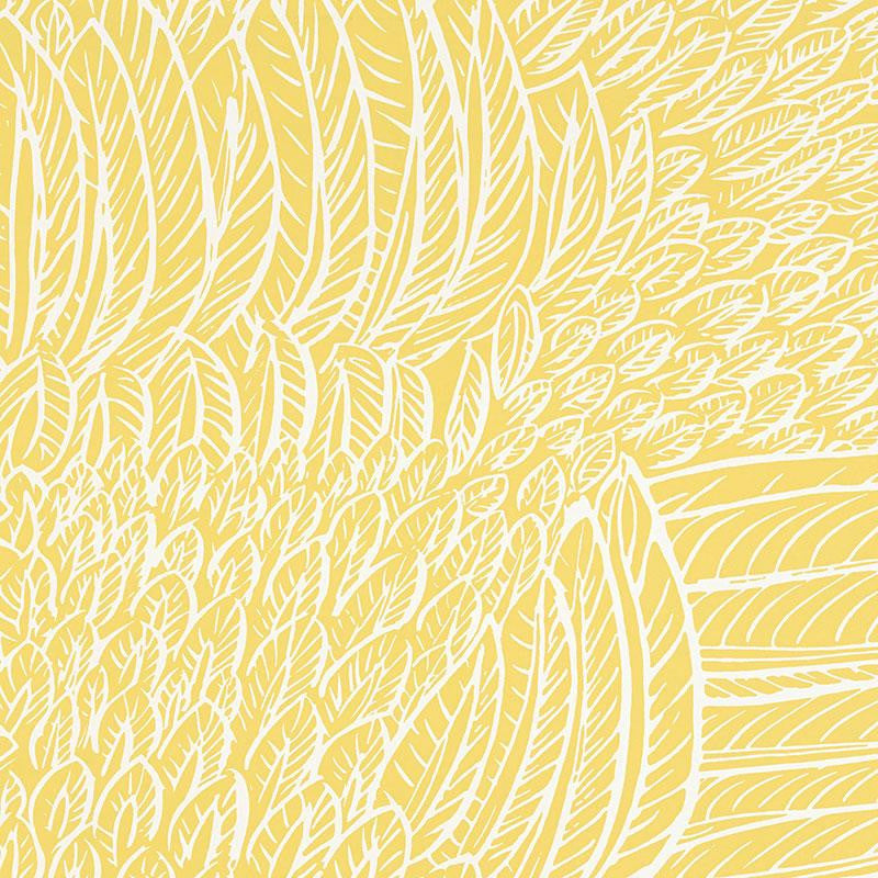 Featherfest Citron 5007562 by Schumacher Designer Wallpaper Drawn From Nature 27.0" - Swanky Fabrics -