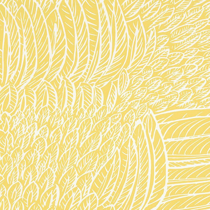 Featherfest Citron 5007562 by Schumacher Designer Wallpaper Drawn From Nature 27.0" - Swanky Fabrics -