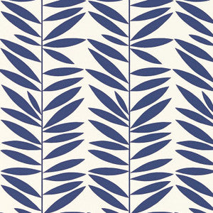 Leaf Stripe Marine 5007512 by Schumacher Designer Wallpaper