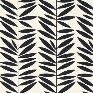Leaf Stripe Ebony 5007513 by Schumacher Designer Wallpaper