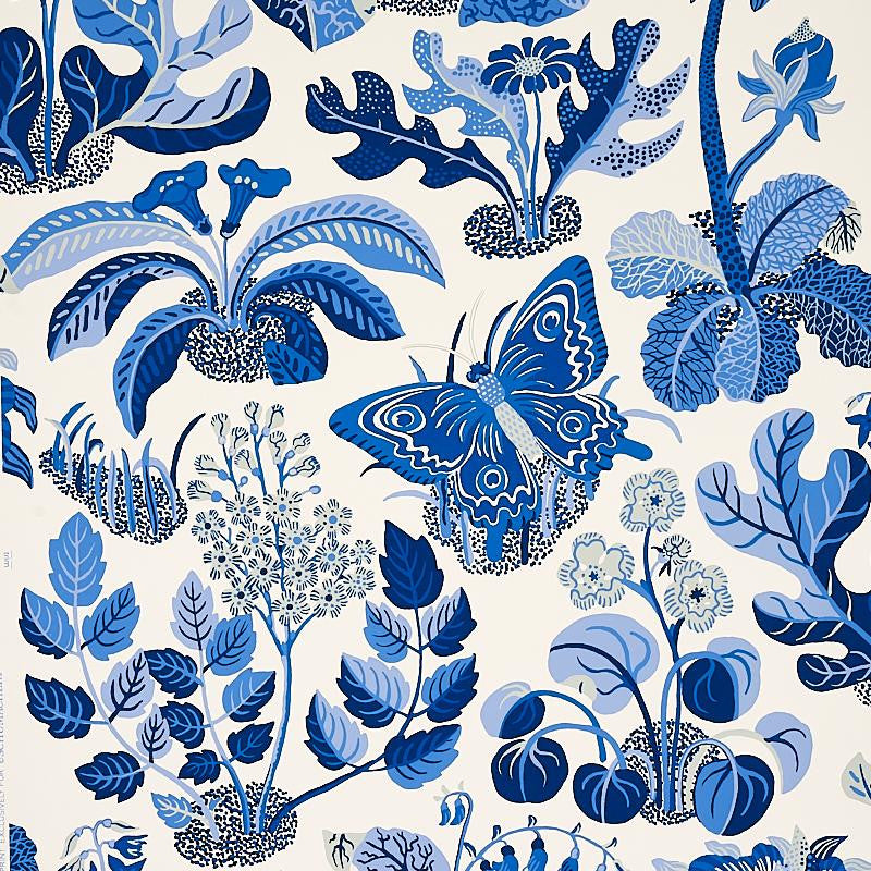 Exotic Butterfly Marine 5008423 by Schumacher Designer Wallpaper Signature Schumacher 27.0" - Swanky Fabrics -
