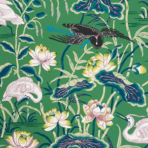 Lotus Garden Jade 5008430 by Schumacher Designer Wallpaper