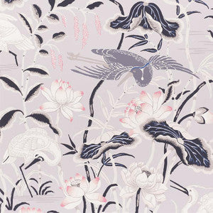 Lotus Garden Lilac 5008432 by Schumacher Designer Wallpaper