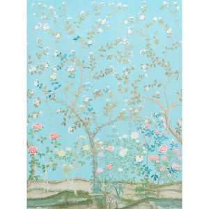 Madame De Pompadour Aqua 5008541 by Schumacher Designer Wallpaper