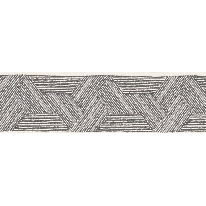 Inara Tape Black & Charcoal 71992 by Schumacher Designer Trim Caravanne 3.75" - Swanky Fabrics -