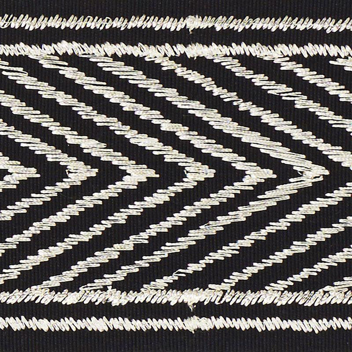Nicholson Metallic Tape Platinum 70361 by Schumacher Designer Trim Regine 2.75" - Swanky Fabrics -