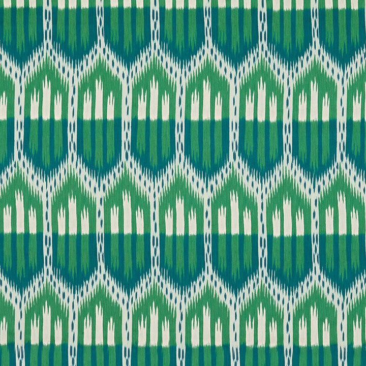 Bukhara Ikat Emerald & Peacock 176083 by Schumacher Designer Fabric Ikat Collection 13.12" - Swanky Fabrics -