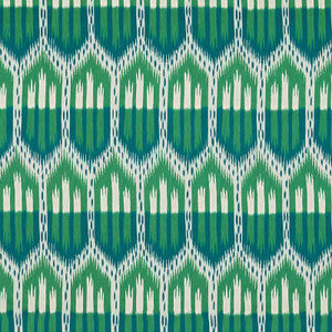 Bukhara Ikat Emerald & Peacock 176083 by Schumacher Designer Fabric