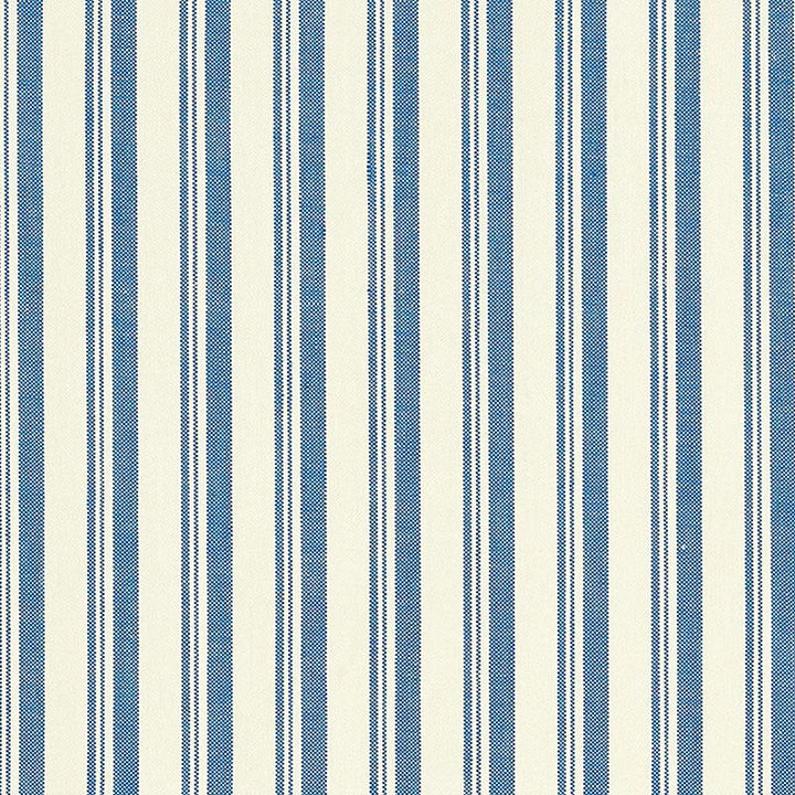 Capri Navy/White 69443 by Schumacher Designer Fabric Miles Redd 1.62" - Swanky Fabrics -