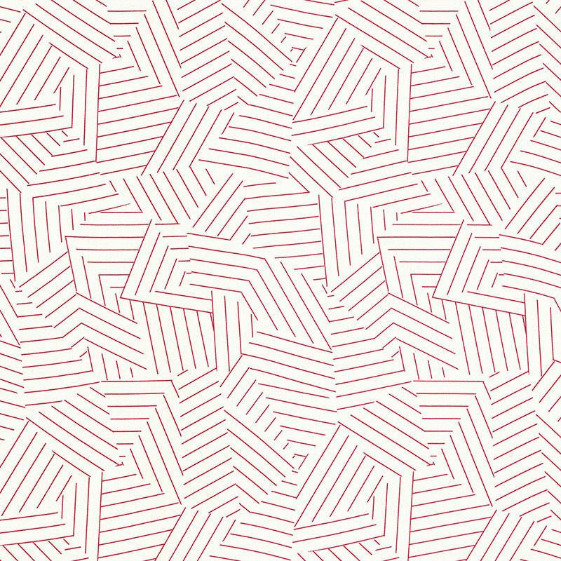 Deconstructed Stripe Red 176051 by Schumacher Designer Fabric Miles Redd 13.5" - Swanky Fabrics -
