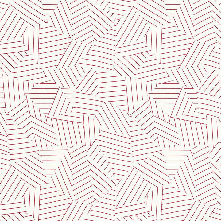 Deconstructed Stripe Red 176051 by Schumacher Designer Fabric Miles Redd 13.5" - Swanky Fabrics -