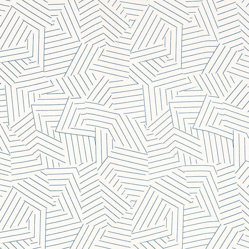 Deconstructed Stripe Cobalt 176052 by Schumacher Designer Fabric Miles Redd 13.5" - Swanky Fabrics -