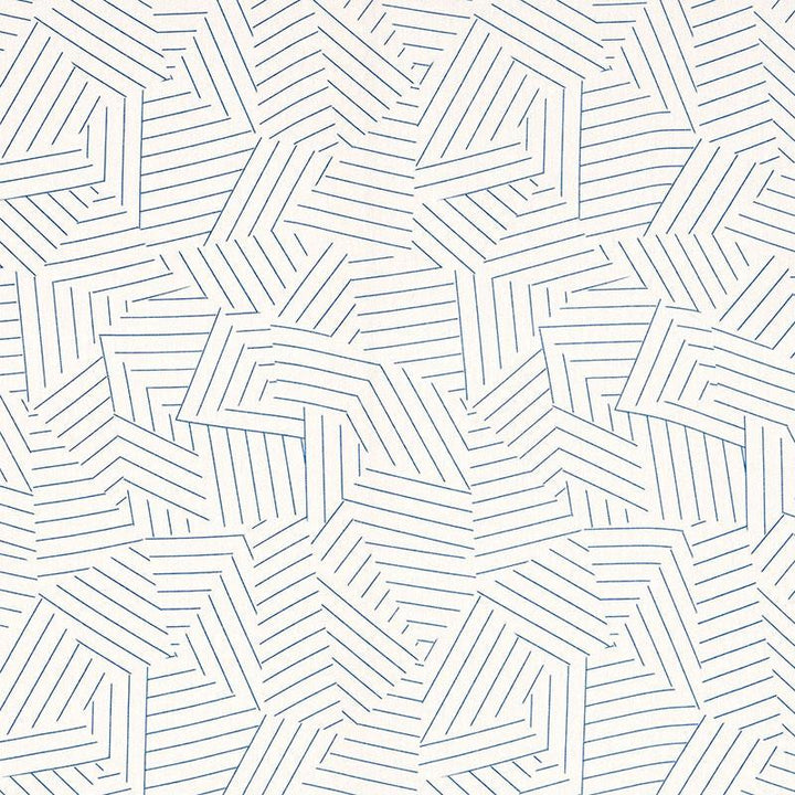 Deconstructed Stripe Cobalt 176052 by Schumacher Designer Fabric Miles Redd 13.5" - Swanky Fabrics -