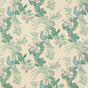 Peacock Cream 175913 by Schumacher Designer Fabric