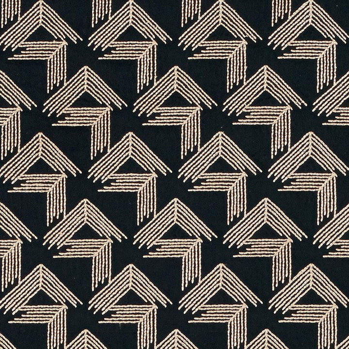 V Step Black 69430 by Schumacher Designer Fabric Miles Redd 2.0" - Swanky Fabrics -