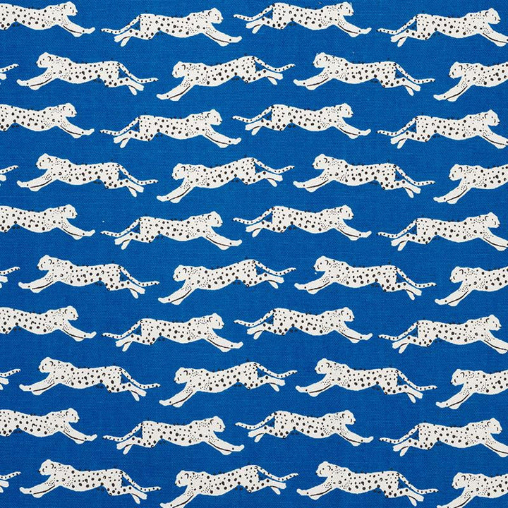 Leaping Leopards Blue 177742 by Schumacher Designer Fabric Essentials: Small-Scale Prints 5.0" - Swanky Fabrics -
