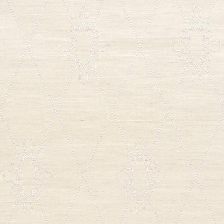 Sylvie Embroidered Sisal Ivory 5009270 by Schumacher Designer Wallpaper Printed & Embellished Wallcoverings 13.5" - Swanky Fabrics -