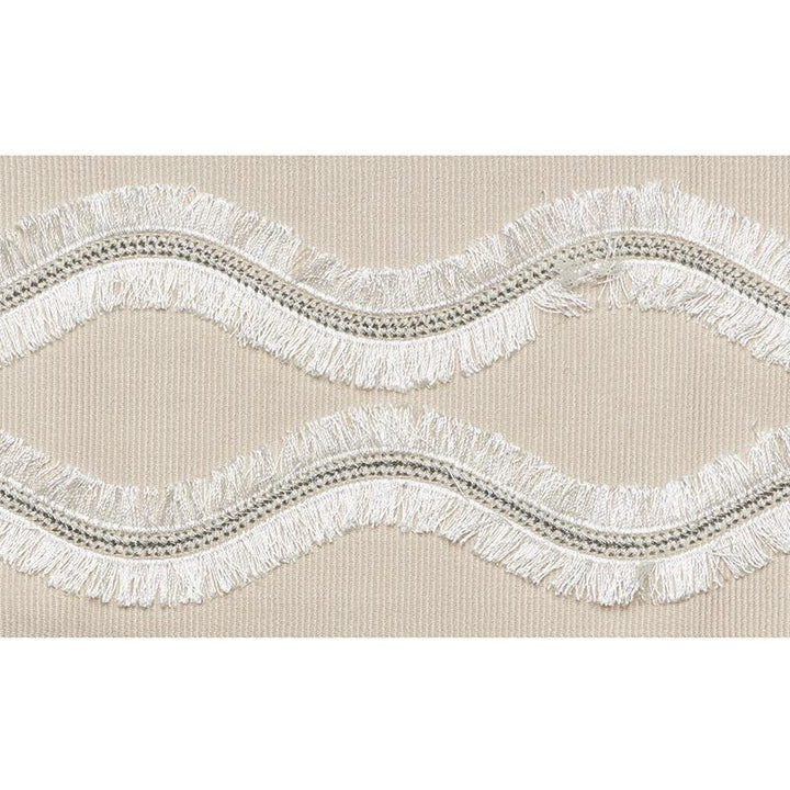 Ogee Embroidered Tape Neutral 74330 by Schumacher Designer Trim Statement Tapes 4.0" - Swanky Fabrics -