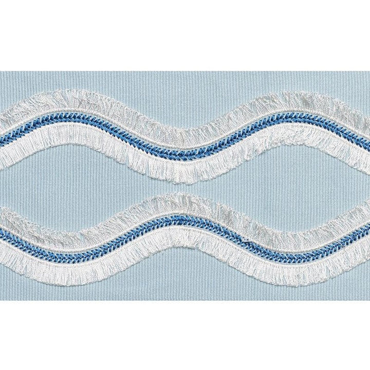 Ogee Embroidered Tape Sky 74332 by Schumacher Designer Trim Statement Tapes 4.0" - Swanky Fabrics -