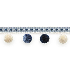 Poms Blue 74360 by Schumacher Designer Trim