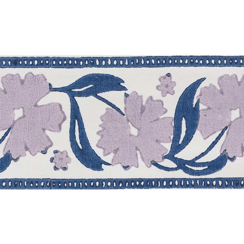 Adra Hand Blocked Tape Lilac & Blue 74401 by Schumacher Designer Trim Statement Tapes 3.38" - Swanky Fabrics -