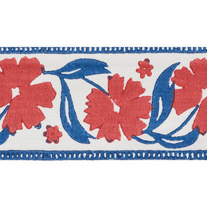 Adra Hand Blocked Tape Red & Blue 74402 by Schumacher Designer Trim