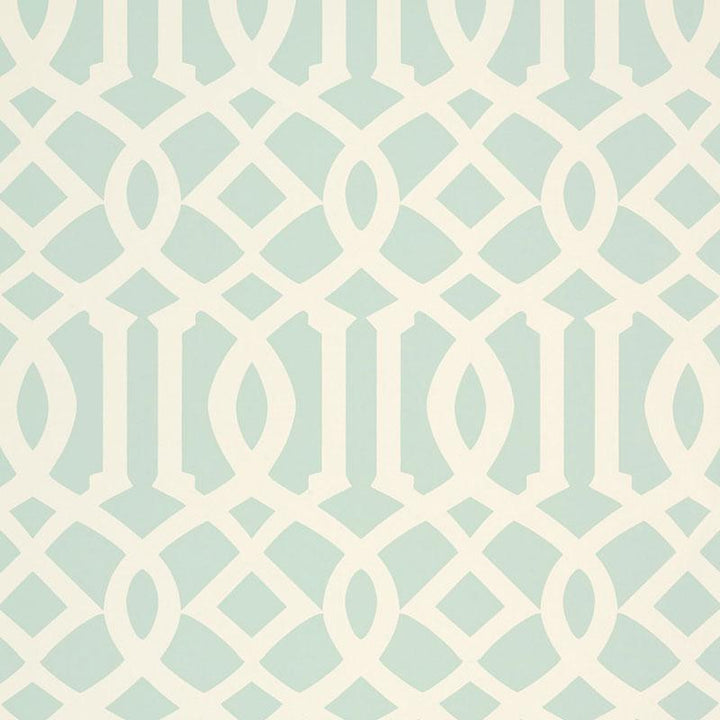 Imperial Trellis Ii Mineral 5005805 by Schumacher Designer Wallpaper Print Happy 6.75" - Swanky Fabrics -
