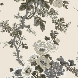 Pyne Hollyhock Charcoal 5006920 by Schumacher Designer Wallpaper