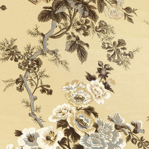 Pyne Hollyhock Tobacco 5006921 by Schumacher Designer Wallpaper