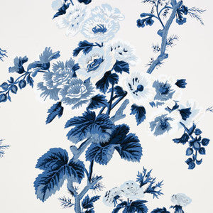 Pyne Hollyhock Indigo 5006922 by Schumacher Designer Wallpaper