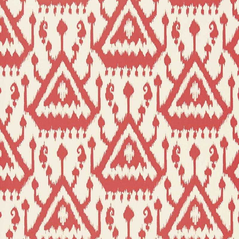 Vientiane Ikat Coral 5006950 by Schumacher Designer Wallpaper Print Happy 13.5" - Swanky Fabrics -