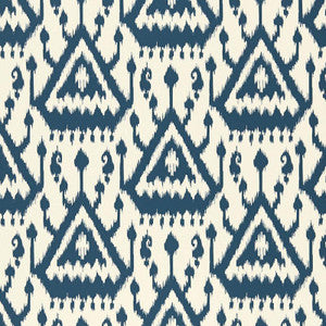Vientiane Ikat Indigo 5006952 by Schumacher Designer Wallpaper