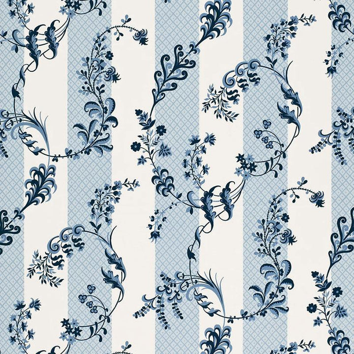 Bagatelle Bleu Marine 175590 by Schumacher Designer Fabric Timothy Corrigan 13.5" - Swanky Fabrics -