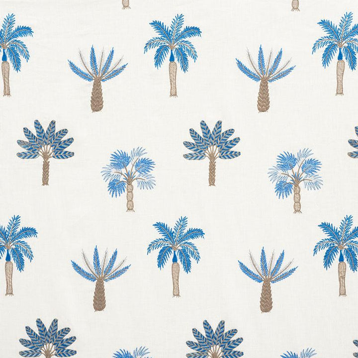 Palmetto Beach Embroidery Blue 75301 by Schumacher Designer Fabric Nautilus 12.75" - Swanky Fabrics -