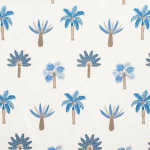 Palmetto Beach Embroidery Blue 75301 by Schumacher Designer Fabric