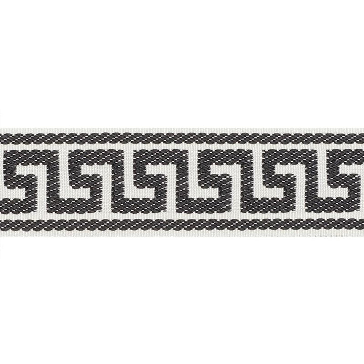 Etienne Silk Greek Key Narrow Black 74685 by Schumacher Designer Trim Perfect Basics: Trims - Swanky Fabrics -