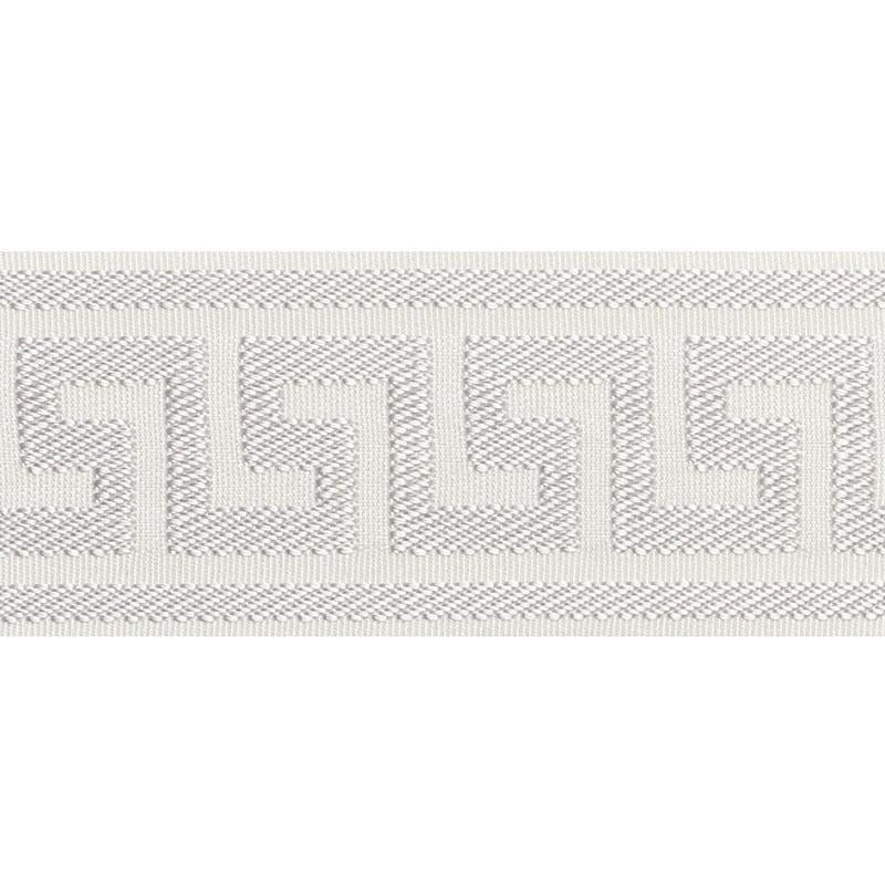 Etienne Silk Greek Key Wide Dove 74700 by Schumacher Designer Trim Perfect Basics: Trims - Swanky Fabrics -