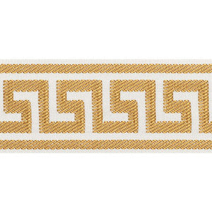 Etienne Silk Greek Key Wide Gold 74703 by Schumacher Designer Trim