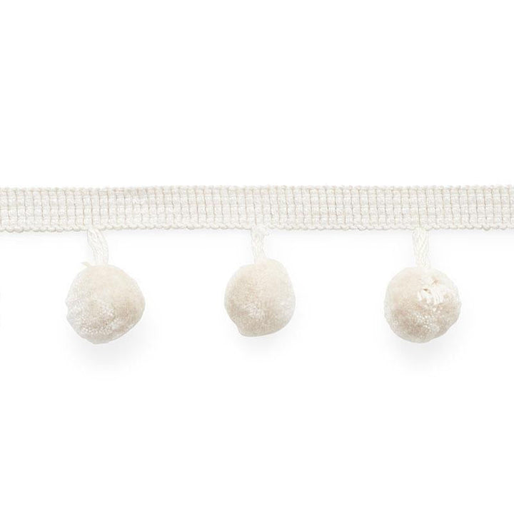 Fletcher Pom Pom Ivory 74890 by Schumacher Designer Trim Perfect Basics: Trims 1.5" - Swanky Fabrics -