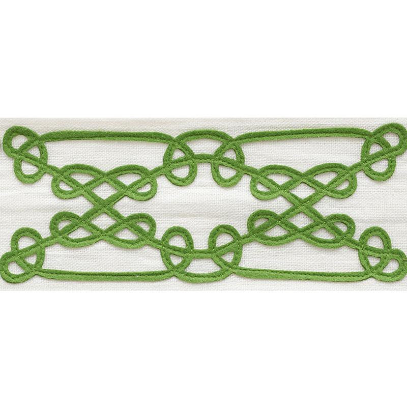Ormond Tape Green 75351 by Schumacher Designer Trim Nautilus 7.75" - Swanky Fabrics -