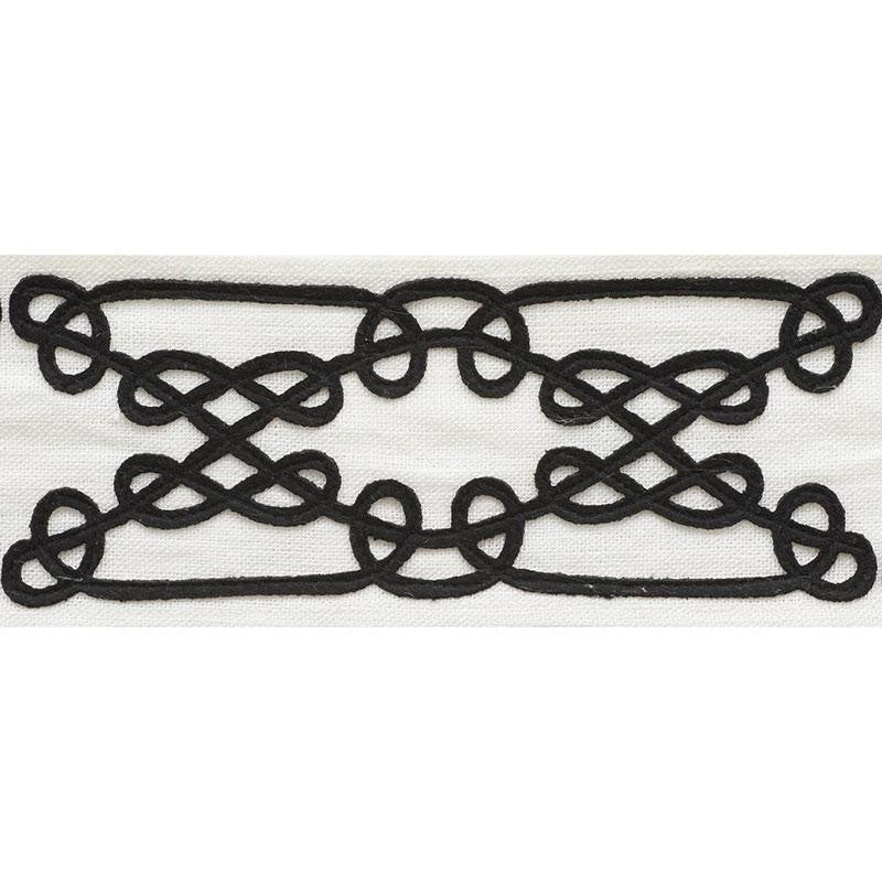 Ormond Tape Black 75352 by Schumacher Designer Trim Nautilus 7.75" - Swanky Fabrics -