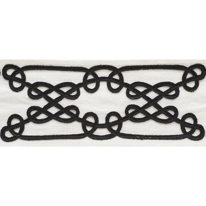 Ormond Tape Black 75352 by Schumacher Designer Trim Nautilus 7.75" - Swanky Fabrics -