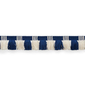Juno Fringe Cobalt & Ivory 75360 by Schumacher Designer Trim