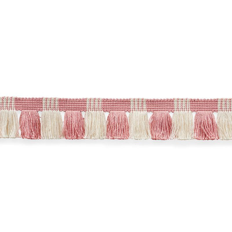 Juno Fringe Pink & Ivory 75362 by Schumacher Designer Trim Nautilus 1.75" - Swanky Fabrics -