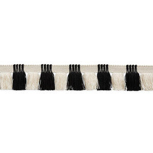 Juno Fringe Black & Ivory 75363 by Schumacher Designer Trim