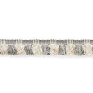 Juno Fringe Grey & Ivory 75364 by Schumacher Designer Trim