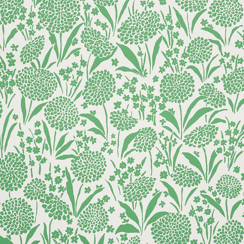 Chrysanthemum Green 5009551 by Schumacher Designer Wallpaper Small-Print Wallpapers 13.5" - Swanky Fabrics -
