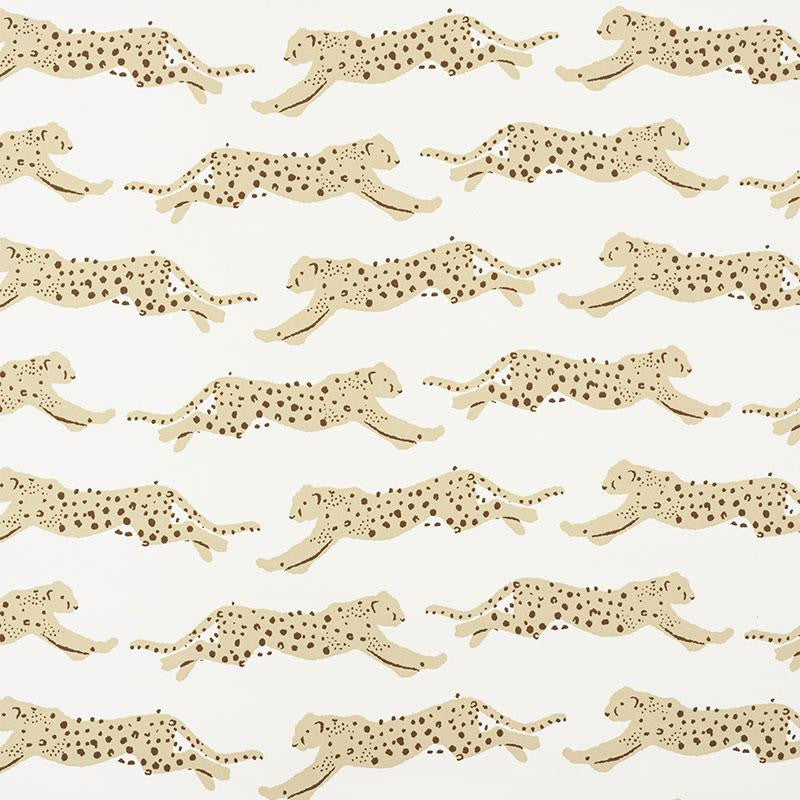 Leaping Leopards Sand 5009591 by Schumacher Designer Wallpaper Small-Print Wallpapers 5.5" - Swanky Fabrics -
