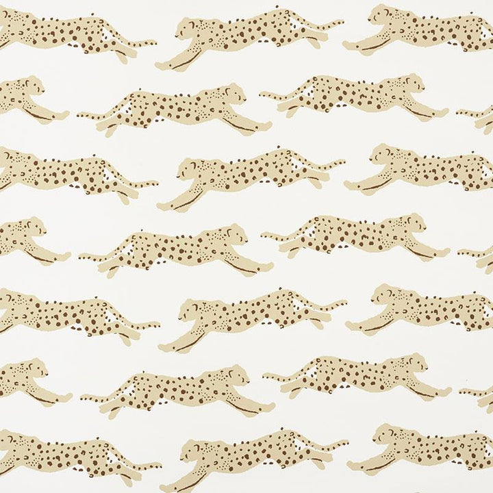 Leaping Leopards Sand 5009591 by Schumacher Designer Wallpaper Small-Print Wallpapers 5.5" - Swanky Fabrics -